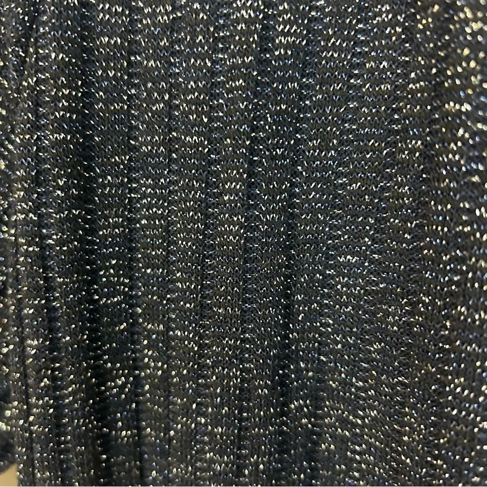NWT Yelete Navy Blue/Black Metallic Open Front Long Lightweight Cardigan Small